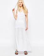 Asos Maxi Dress In Knit With Stitch Detail - White