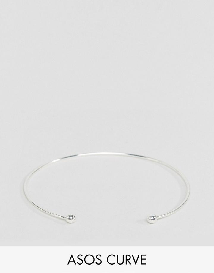 Asos Curve Sterling Silver Fine Ball Cuff Bracelet - Silver