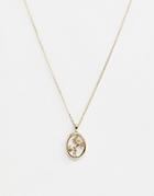Asos Design Necklace With Unicorn Pendant In Gold - Gold