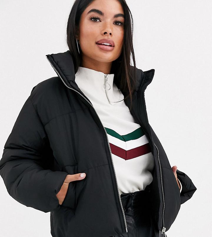 New Look Petite Puffer Jacket In Black