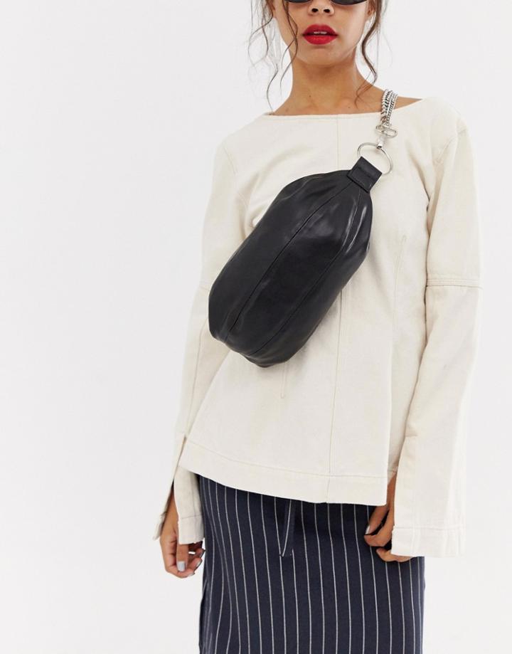 Asos Design Sling Bag With Chain Detail - Black