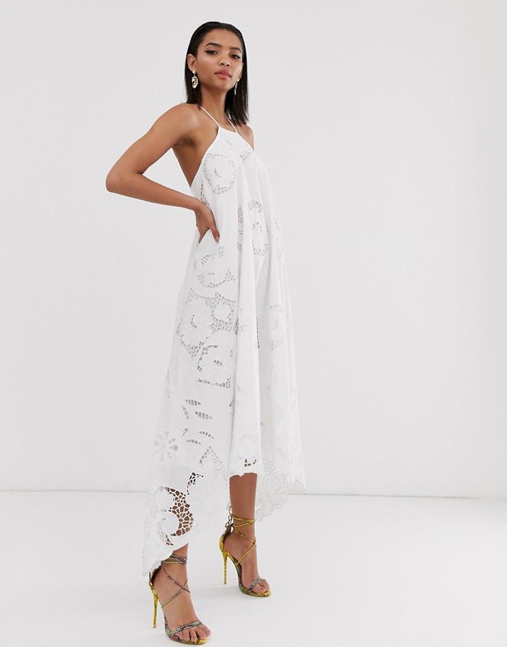 Asos Edition Cutwork Halter Swing Dress - Beige