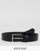 Asos Plus Smart Slim Leather Belt In Black - Black