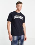 Carhartt Wip University Script T-shirt In Navy