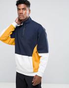 Asos Oversized Half Zip Cut & Sew Sweatshirt - Navy