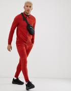 Asos Design Tracksuit Muscle Harrington / Skinny Sweatpants In Rust - Orange