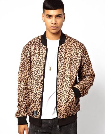 Criminal Damage Reversible Bomber In Leopard Print
