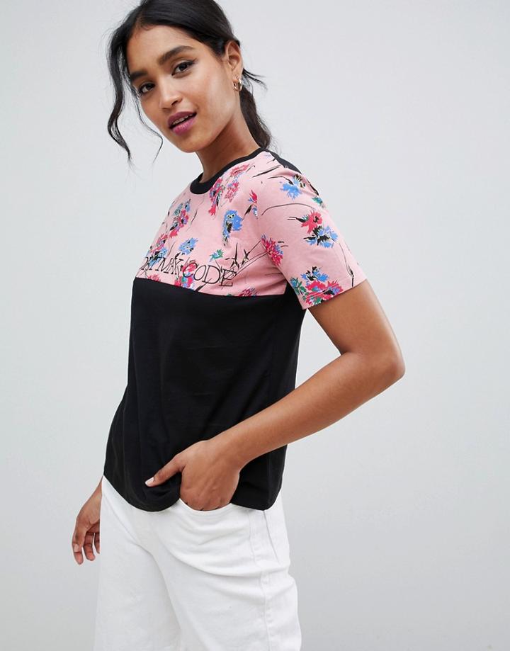 Sportmax Code Slogan Floral T-shirt - Black