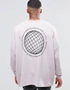 Asos Extreme Oversized Sweatshirt With Globe Print - Pink