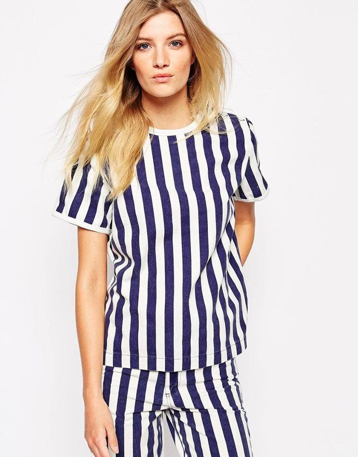 Bethnals Gracie Woven T-shirt In Deck Chair Stripe Co-ord - Multi