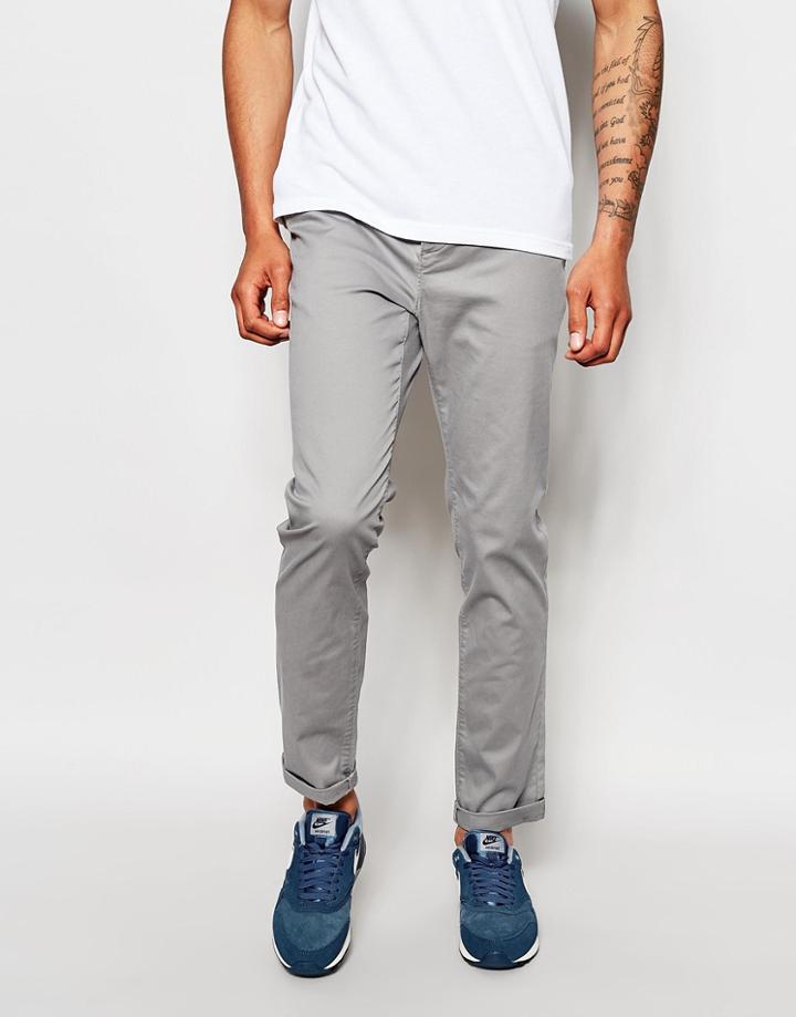 Asos Slim Chinos In Light Gray - Warm Gray