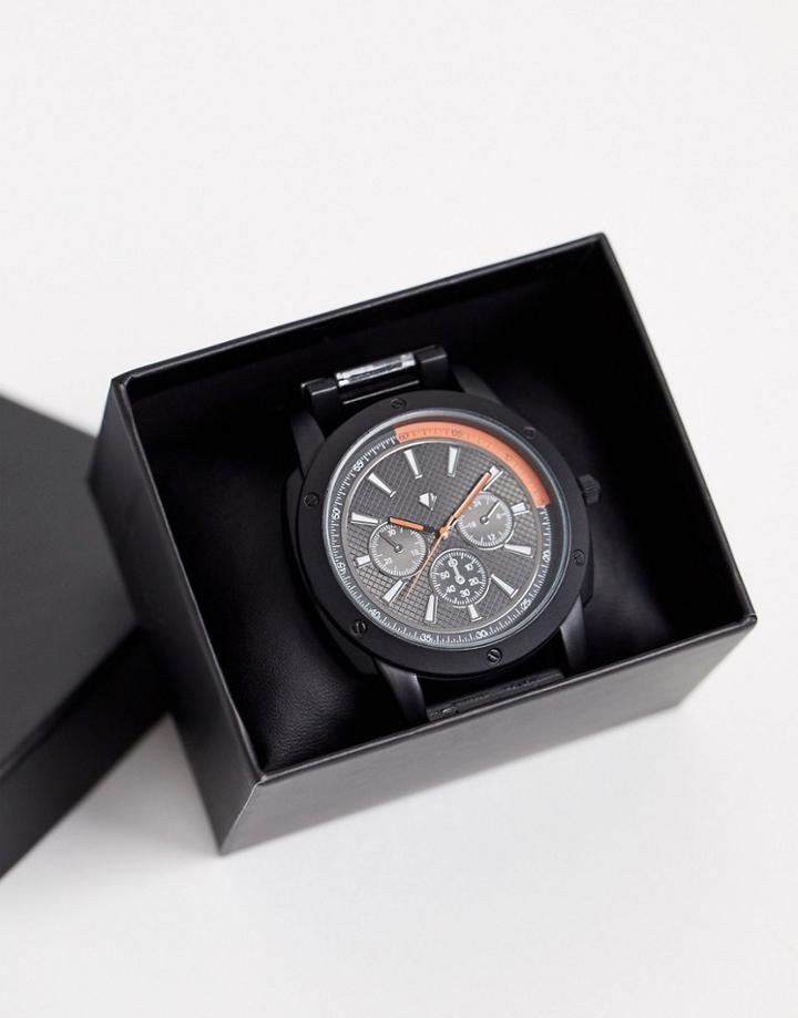 Spirit Design Mens Chronograph Watch With Orange Highlights-black