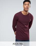 Asos Tall Long Sleeve T-shirt With Crew Neck - Red