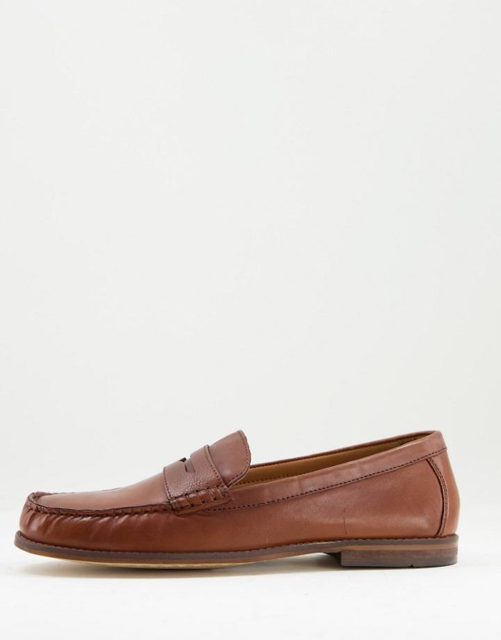 Topman Tan Real Leather Mobsley Saddle Loafers-brown