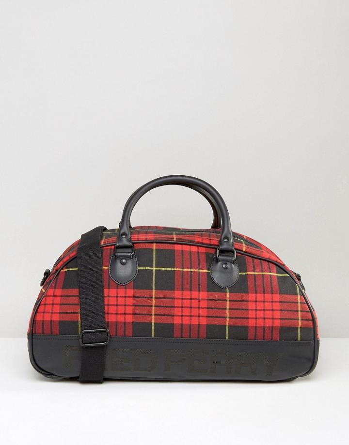 Fred Perry Plaid Holdall - Red