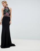Jovani Embroided Maxi Dress - Black