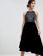 Coast Delores Velvet Pleated Asymmetric Dress - Black