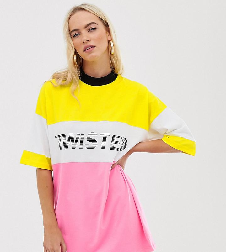 The Ragged Priest Oversized T-shirt Dress With Slogan - Pink