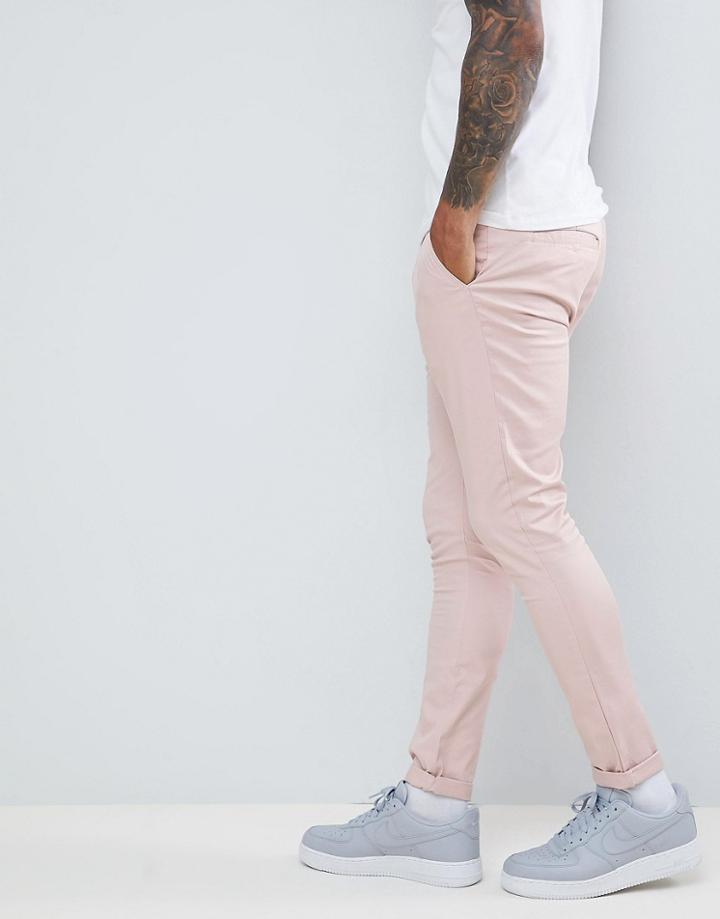 Asos Design Super Skinny Chinos In Ice Pink - Pink