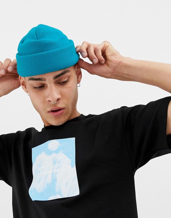 Asos Design Mini Fisherman Beanie In Bright Blue - Blue