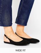 New Look Wide Fit Suedette Pointed Slingback Shoe - Black