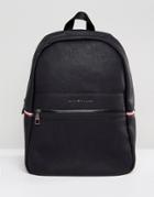 Tommy Hilfiger Faux Leather Backpack In Black - Black