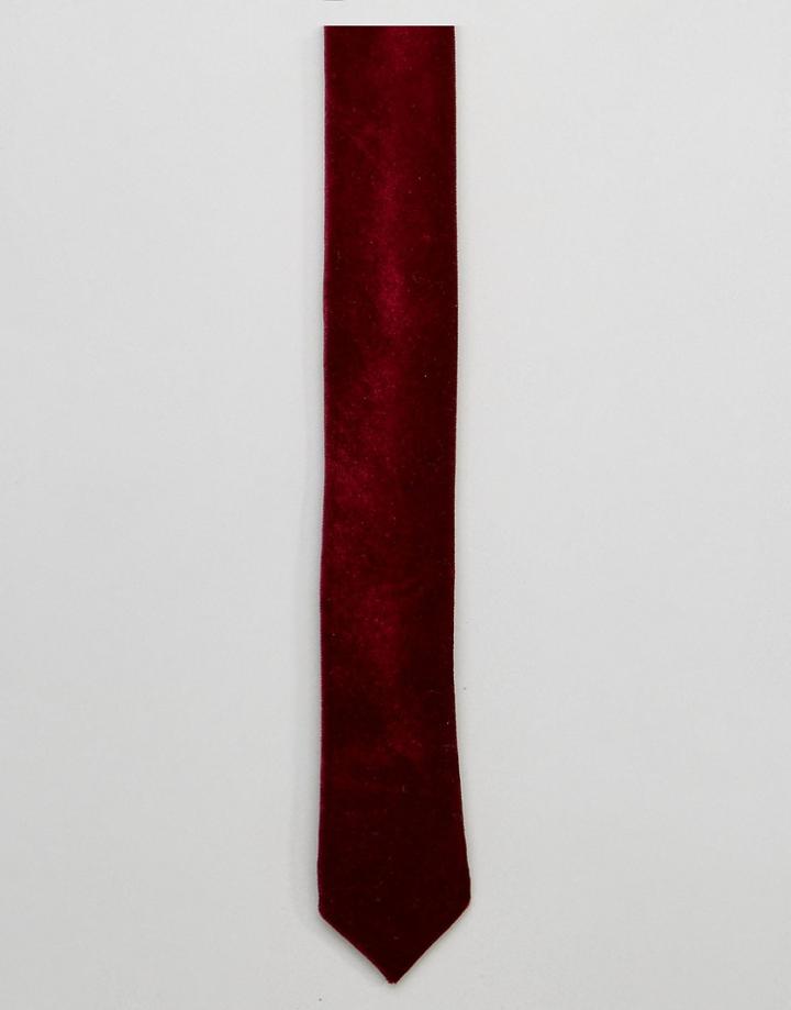 Asos Velour Tie In Burgundy - Red