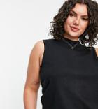 Threadbare Curve Ribbed High Neck Top In Black