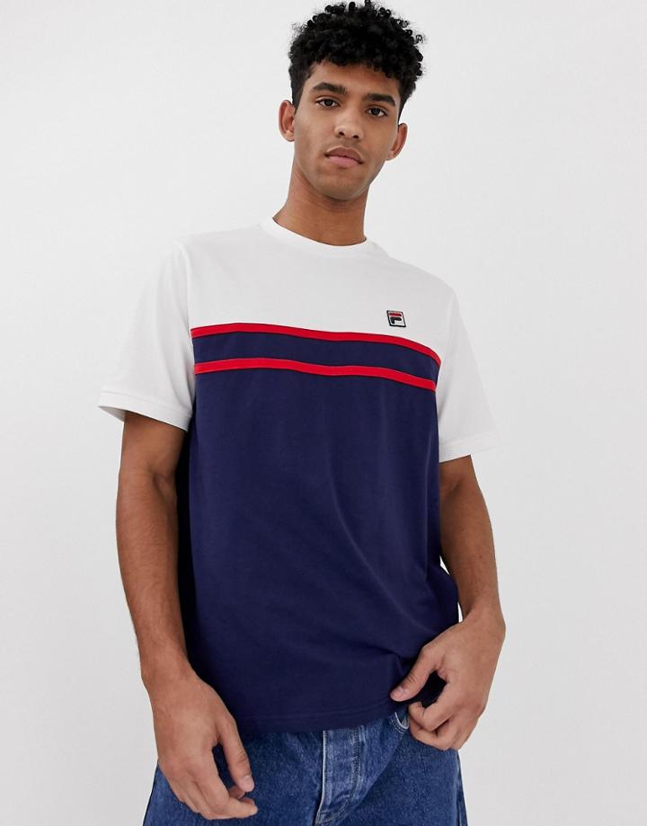 Fila Baldi T-shirt With Panel Stripe In Navy - Navy