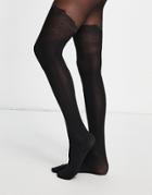 Pretty Polly Sparkle Mock Over The Knee Tights In Black