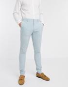 Asos Design Wedding Super Skinny Suit Pants In Pastel Blue-blues