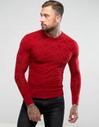 Armani Jeans All Over Eagle Logo Sweater Red - Red