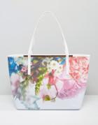 Ted Baker Floral Crosshatch Shopper - Pale Blue