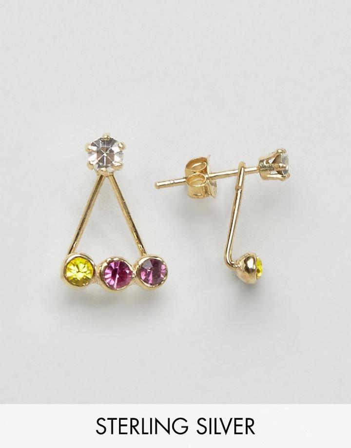 Asos Gold Plated Sterling Silver Rainbow Swing Earrings - Gold