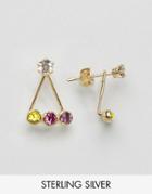 Asos Gold Plated Sterling Silver Rainbow Swing Earrings - Gold