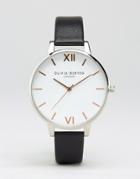 Olivia Burton White Dial & Black Leather Watch Ob16bdw08 - Black