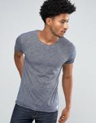 Solid T-shirt With Raw Edges - Navy