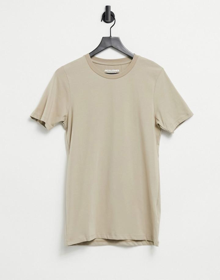 Jack & Jones Originals Muscle Fit T-shirt In Beige-neutral