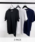 Polo Ralph Lauren 3 Pack Slim Fit T-shirt With Pony Logo In Navy/white/black