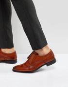 Base London Crown Leather Brogue Derby Shoes In Tan - Tan
