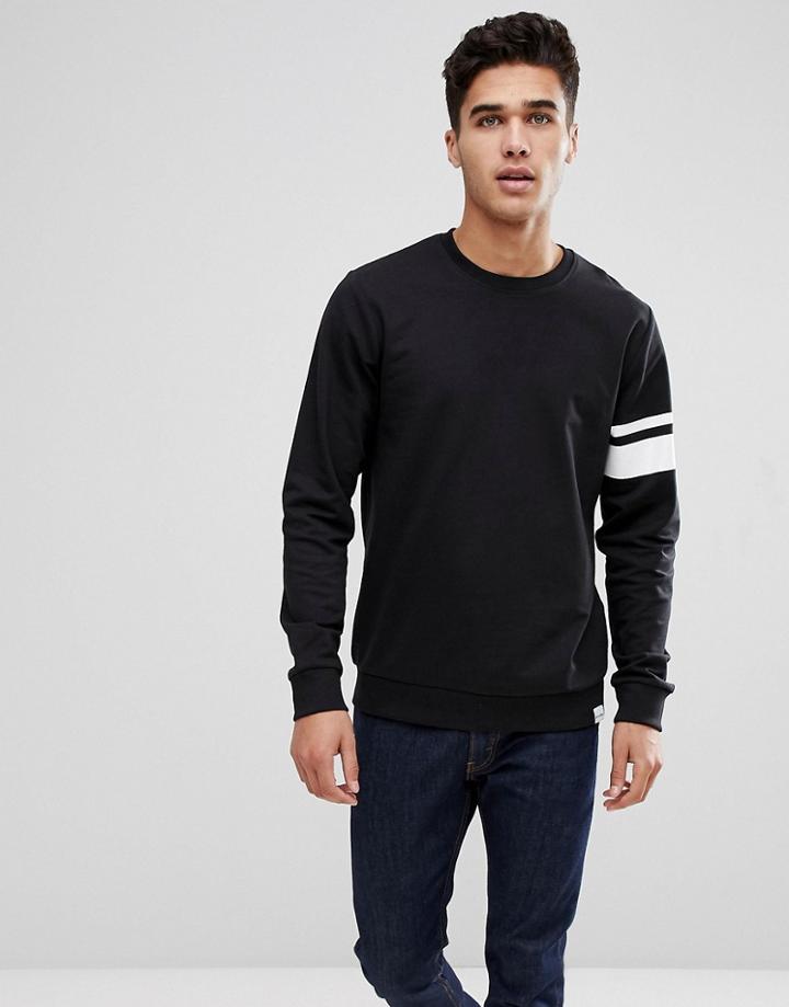 Only & Sons Sweatshirt With Arm Stripe - Black