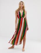 Akasa Exclusive Multicoloured Maxi Split Beach Dress - Multi