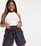 Yours Paperbag Waist Shorts In Cherry Print-multi