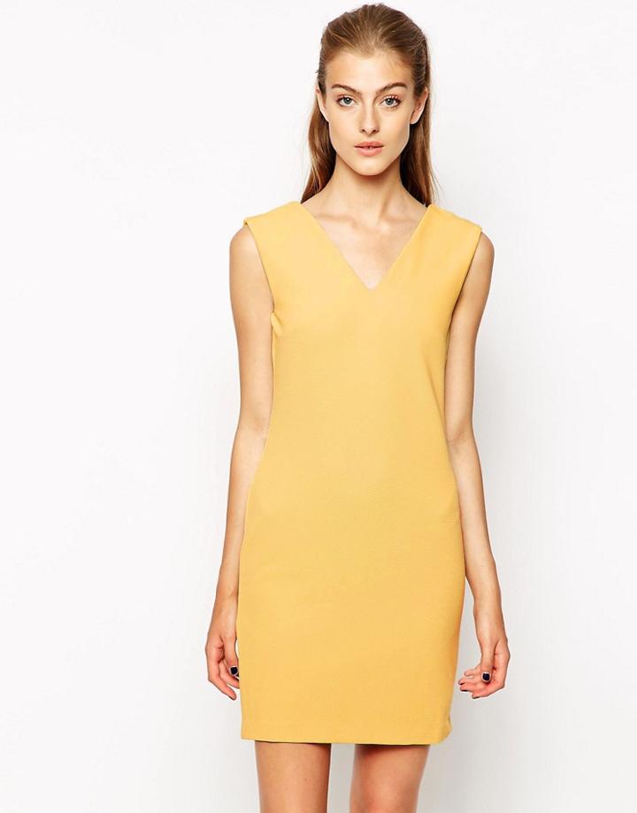 Mango Bonded Body-conscious Dress - Yellow