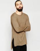 Asos Longline Side Split Sweater In Mustard - Mustard Twist