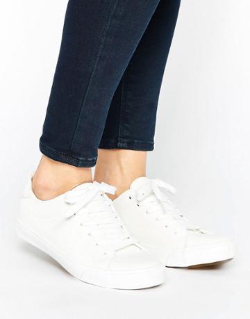 New Look Clean Leather Look Sneaker - White