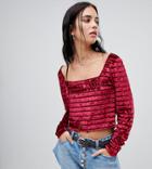 Milk It Vintage Square Neck Crop Top In Burnout Velour-red