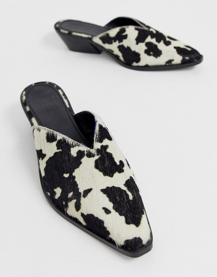 Asos Design Mambo Western Leather Mule In Cow - Multi
