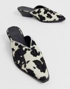 Asos Design Mambo Western Leather Mule In Cow - Multi
