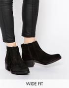 New Look Wide Fit Premium Leather Bill Ankle Boots - Black